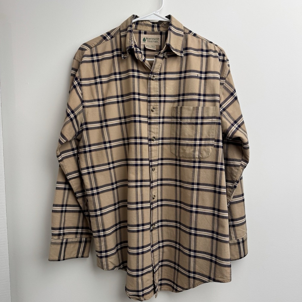 Northwest Territory Button Shirt‎ S Brown Plaid Cotton Heavy Long Sleeve Men's
